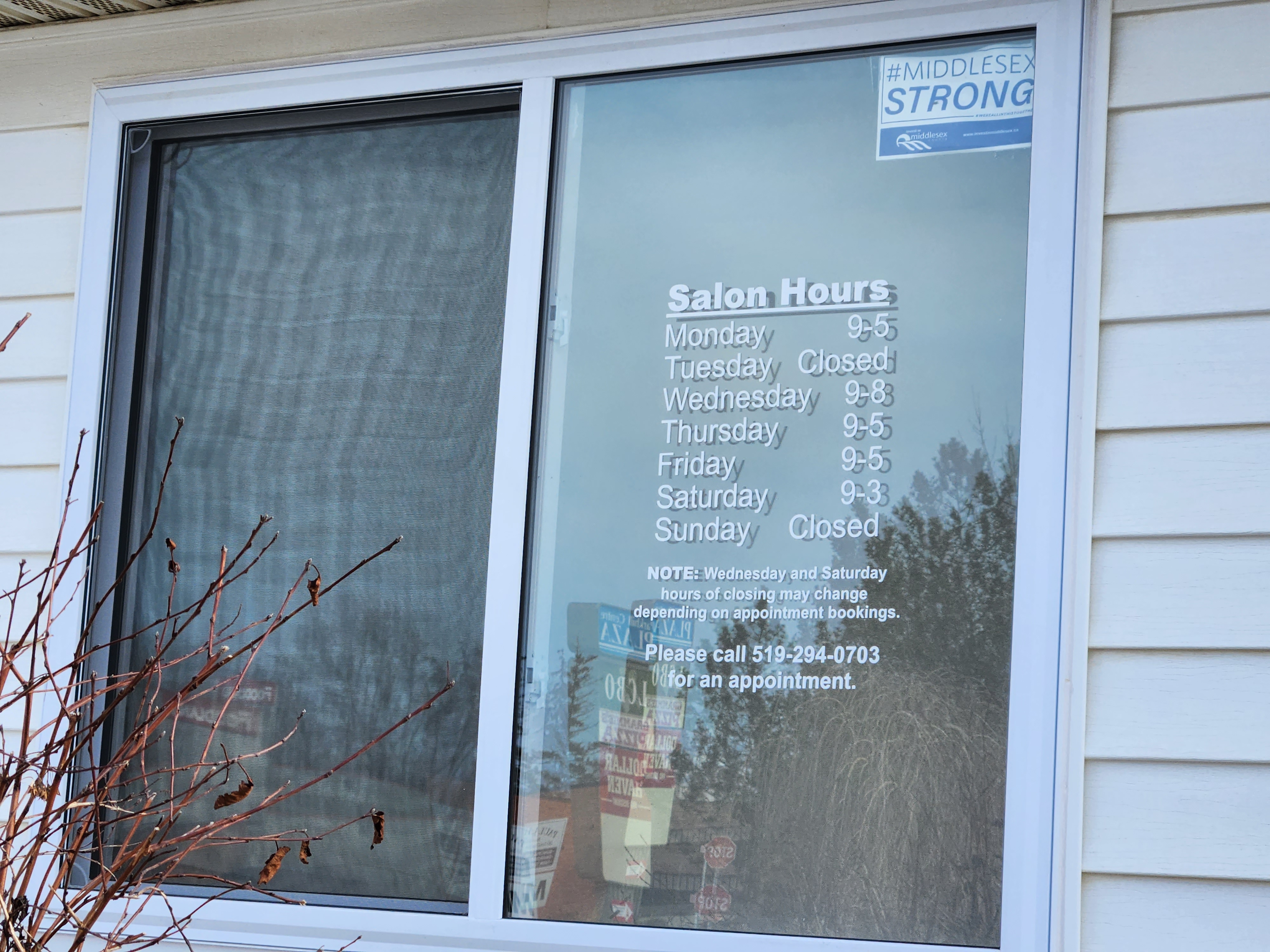 Hair Salon Hours Window Sign